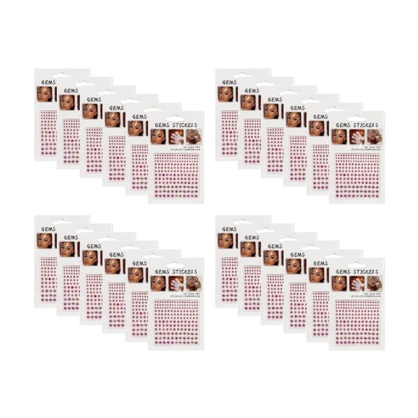 24PK Braz Mini Gem Body Sticker Set Nail Face & Hair Accessories 15x10cm Assrtd