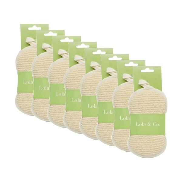 8PK Lola & Co Exfoliating Bath Shower Loofah Scrubbing Sponge W/ Hanging Loop