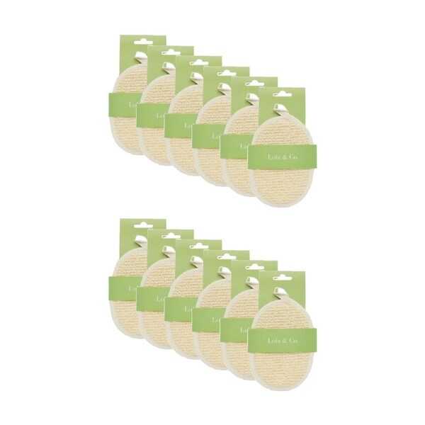 12PK Lola & Co Exfoliating Bath Shower Loofah Scrubbing Pad W/ Hanging Loop