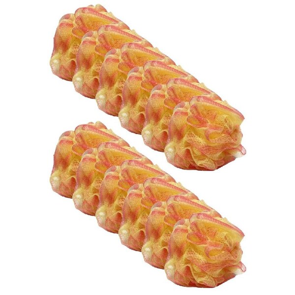 12PK Braz Luxury Mesh Exfoliating Bath & Shower Sponge Loofah Assorted