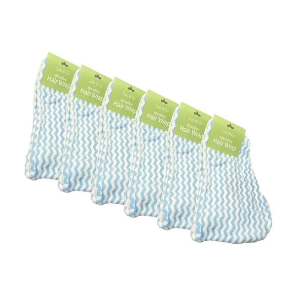 6PK Lola & Co Quick Dry Hair Head Wrap Towel Microfibre Pattern Assorted