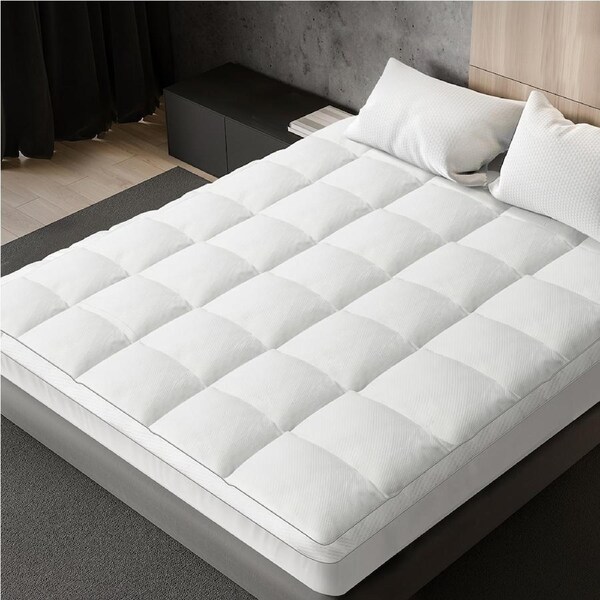 Dreamz Cloud Soft Pillowtop Mattress Topper Protector Skirt Machine Washable Double:188cm x 137cm  x 5cm