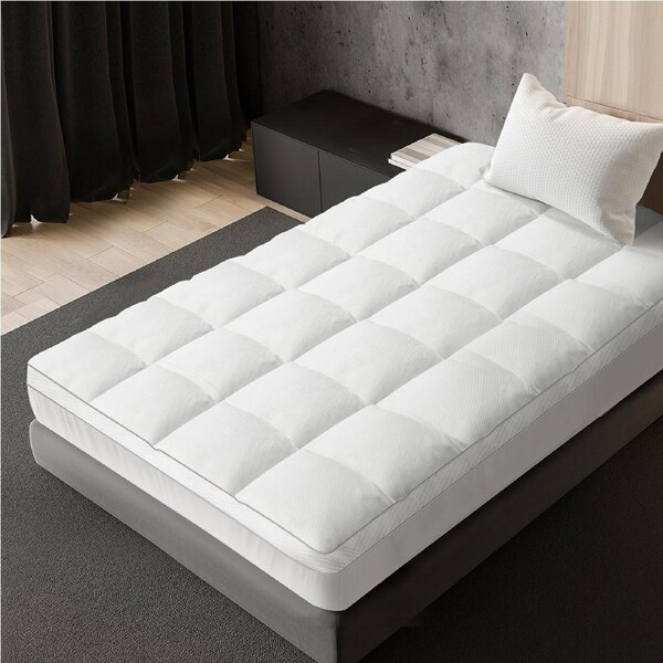 Dreamz Cloud Soft Pillowtop Mattress Topper Protector Skirt Machine Washable Queen:203cm x 153cm x 5cm