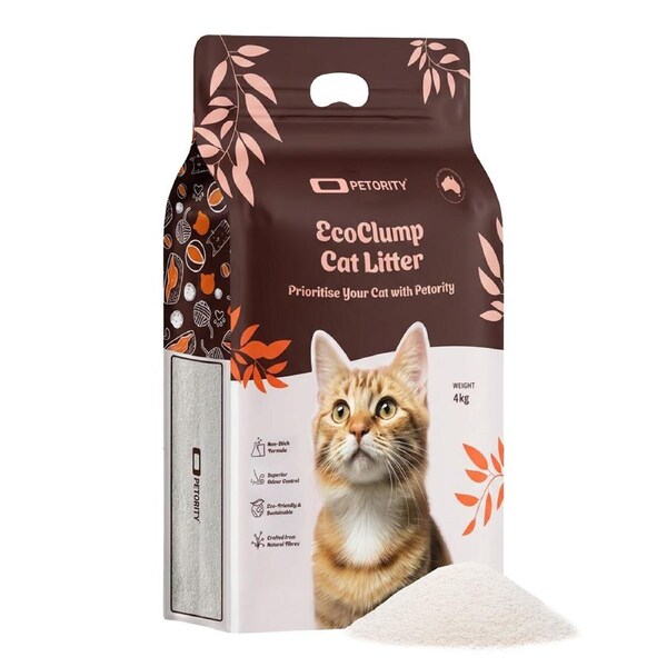 PETORITY EcoClump Tapioca Corn Cat Litter 4KG, Tight Clumping Nonstick Kitty Litter, 99% Dust Free, Natural Clean Scent, Low Tracking, Eco Friendly
