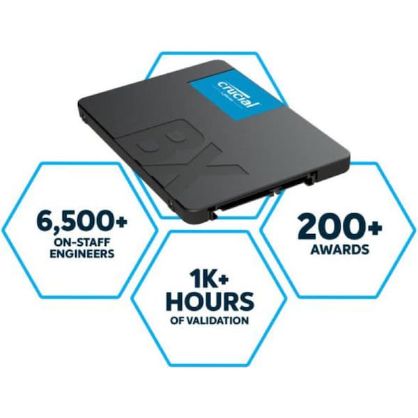 Crucial BX500 500GB 2.5' SATA3 6Gb/s SSD - 3D NAND 550/500MB/s 7mm 1.5 mil MTBF