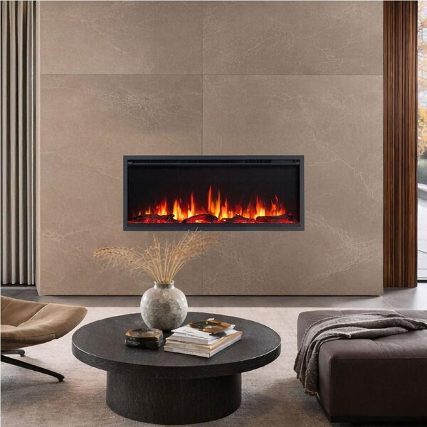Lumina 42 Inch 1500W Electric Fireplace - Recessed, Wall Mounted or Freestanding with Stand
