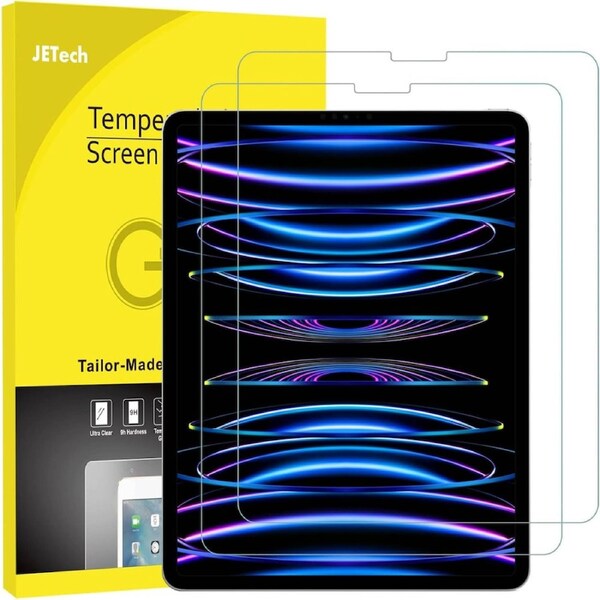 JETech 2-Pack Screen Protector for iPad Pro 12.9 Inch 2022/2021/2020/2018 (6th/5th/4th/3rd) Model, Face ID Compatible, Tempered Glass Film
