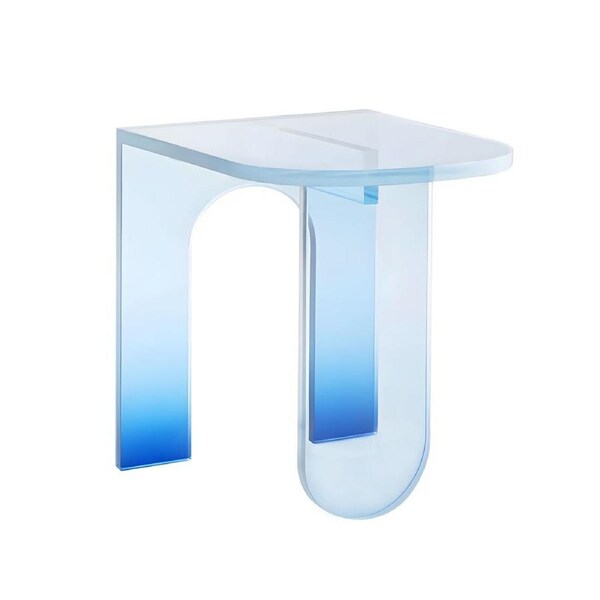 Nordhavn Gradient Blue Acrylic Bedside Table, Modern Accent Table, Minimalist Coffee End Table