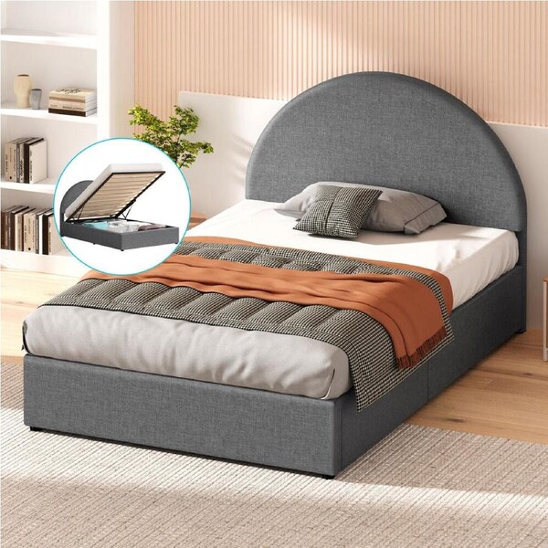 ALFORDSON Bed Frame Single Gas Lift Storage Grey