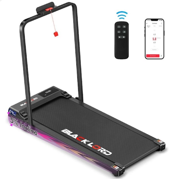 BLACK LORD Treadmill Walking Pad Foldable Incline Black