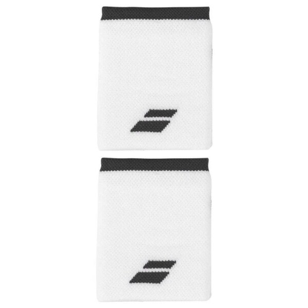 2-Pack Babolat Logo Jumbo Wristband Jumbo in White/Dark Grey (Rabbit)