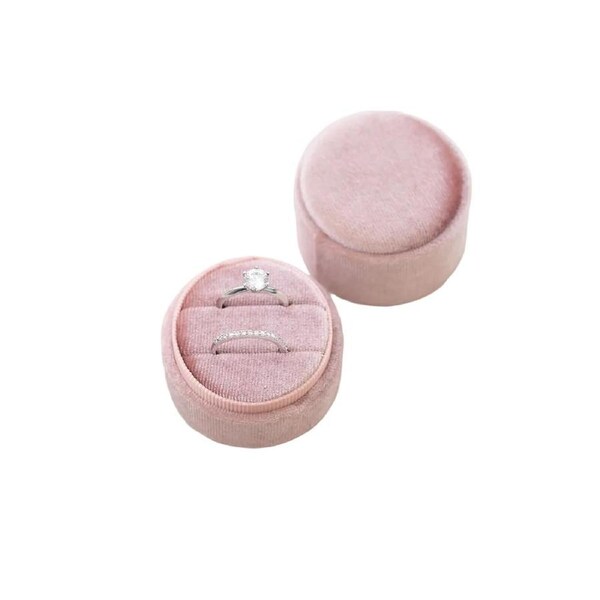 Pink Double Velvet Ring Box