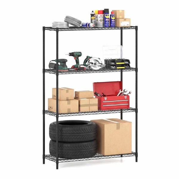 Costway 4-Tier Wire Shelving Unit Adjustable Heavy-Duty Metal Storage Shelves w/Leveling Feet