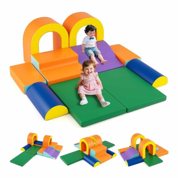 Costway 10 Piece Soft Climbing Play Set Foam Blocks Indoor Climb & Crawl Activity Toy Gym Climber Structure