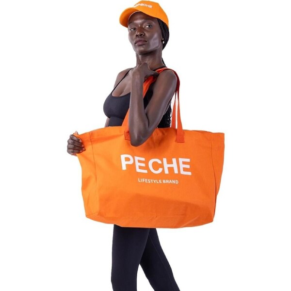 Lifesopeche Extra Large Canvas Tote Bags Orange & White One Size 33x52x14cm