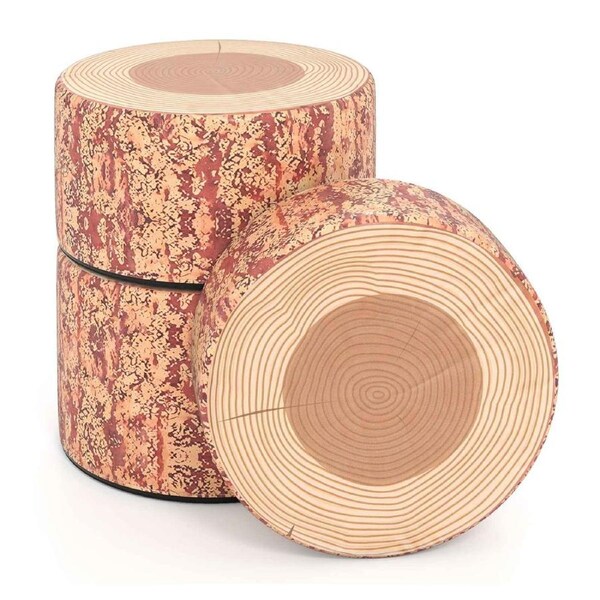 Costway 3-Piece Stump Stool Set Floor Cushions Seat Round Stool Ottoman PU Seating Classroom Home Daycare Nursery