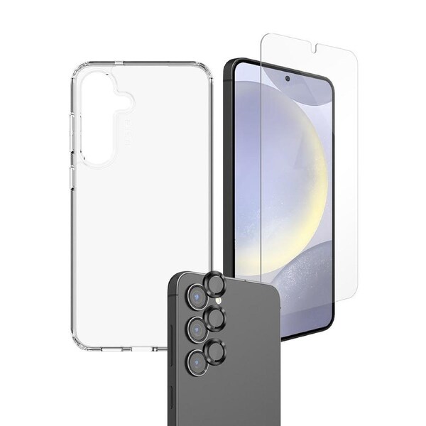 EFM 3-in-1 Case, Screen & Camera Lens Protection Bundle - Galaxy S25+ - Clear [EFCSG295BUNDLE]