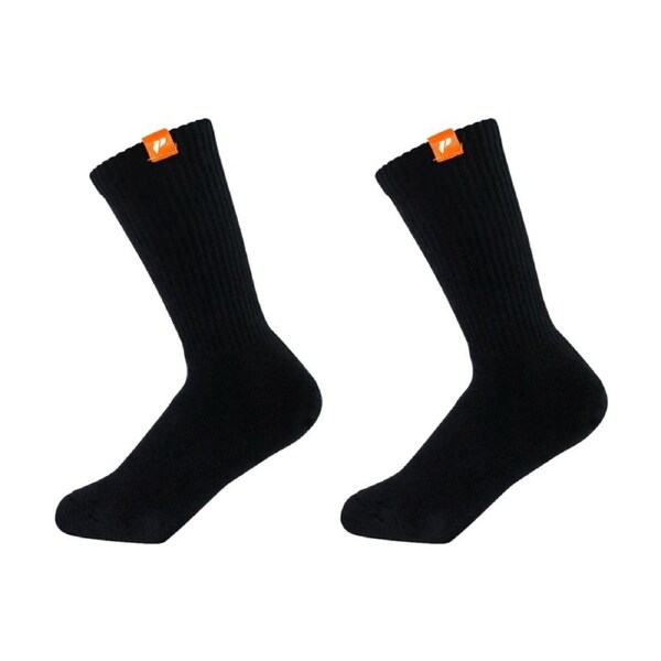 2PK Lifesopeche Black LSP Crew Label Activewear Socks W/ Orange-Logo One Size