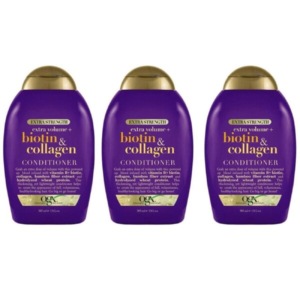 OGX Multipack 3 x Extra Strength Biotin and Collagen Conditioner 385ml