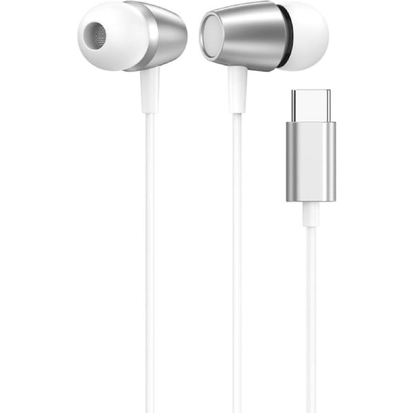 Dull Co. Wired In-Ear Earphones W/ Mic & Inline Track Controls USB-C White