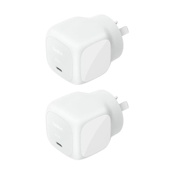 2PK Belkin BoostCharge Wall Plug Device Charger W/ USB-C Port 65W White