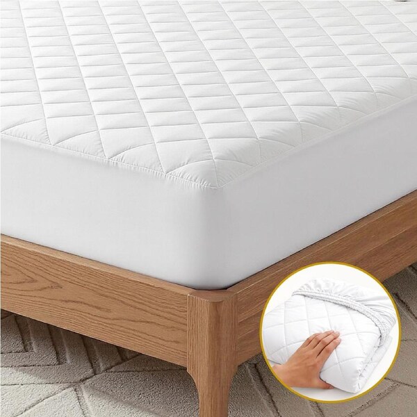 Giselle Waterproof Mattress Protector 100% Cotton Quilted Fitted Cover Single