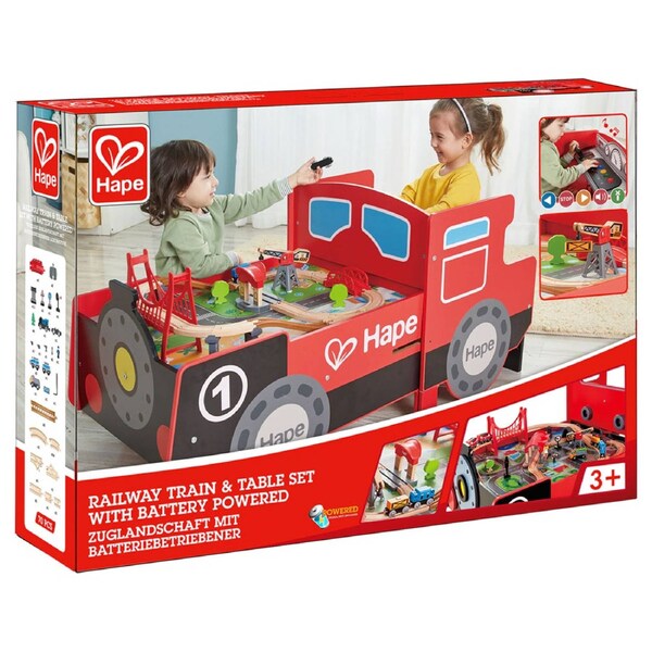 Hape Railway Train And Table Set With Battery Power