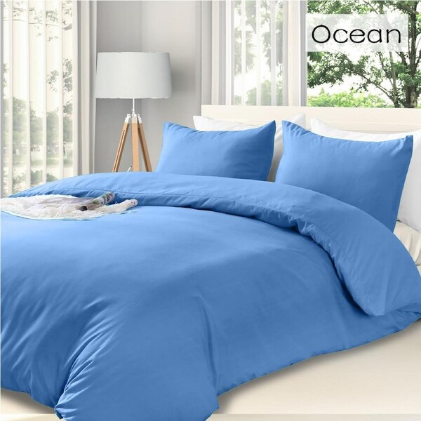 LINENOVA Hotel Quality Soft Quilt Cover Duvet Cover Pillowcases Set All Size - 10 Colors Choice Double / Ocean