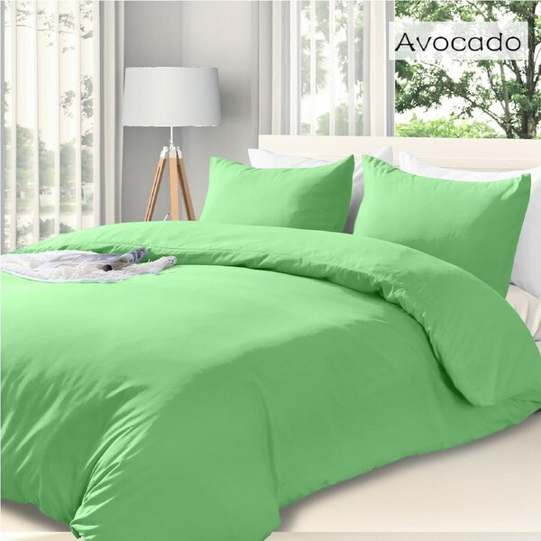 LINENOVA Hotel Quality Soft Quilt Cover Duvet Cover Pillowcases Set All Size - 10 Colors Choice Double / Avocado