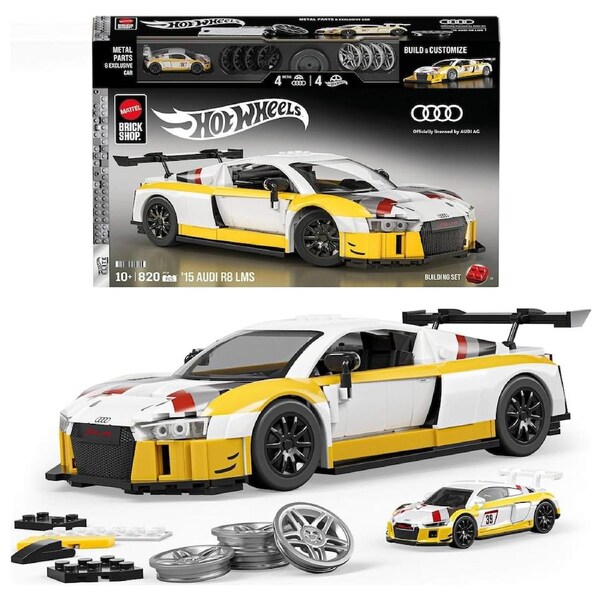 Mattel Brick Shop Hot Wheels Elite Series 2015 Audi R8 LMS Building Set