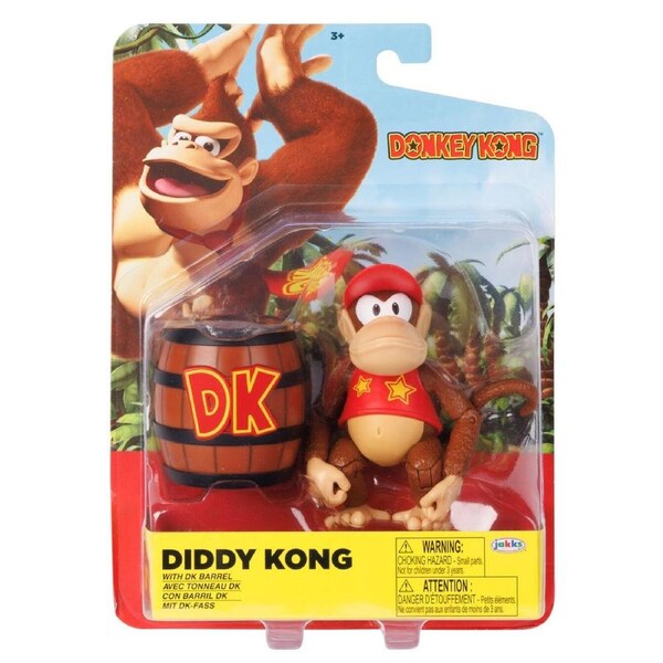 Nintendo Donkey Kong Diddy Kong with DK Barrel 4 inch Action Figure