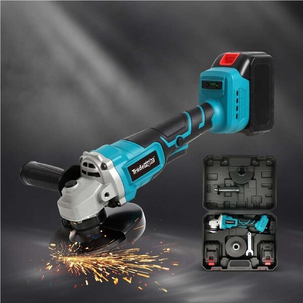 21V 125mm Cordless Angle Grinder Kit with 2 Batteries & 9 Discs