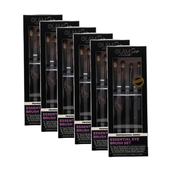 6x 4pc Manicare Essential Eye Brush Set Glam Pro Professional Series