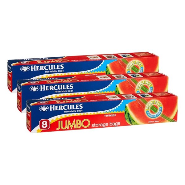 Hercules Jumbo Storage Bags 8pk x3