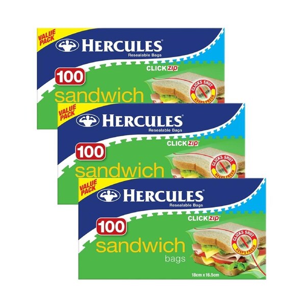 Hercules Sandwich Bags 100pk x3