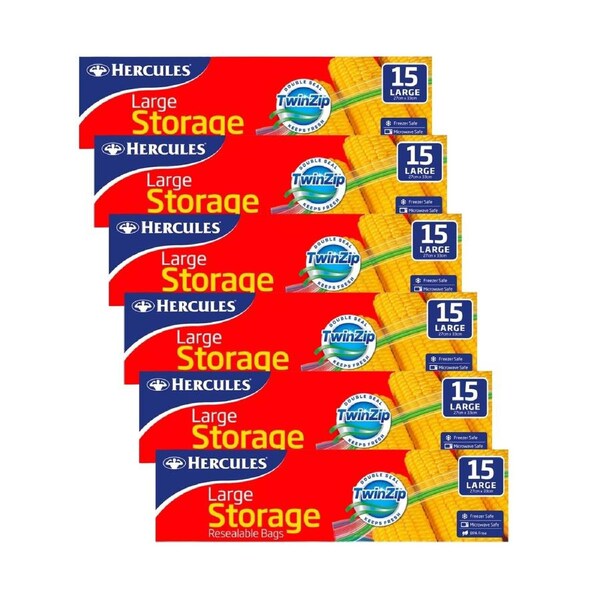Hercules Large Storage Bags 15pk x6