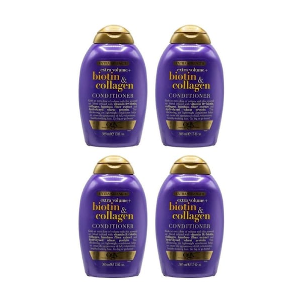 4PK OGX Biotin And Collagen Extra Strength Volume Hair Conditioner Bottle 385ml