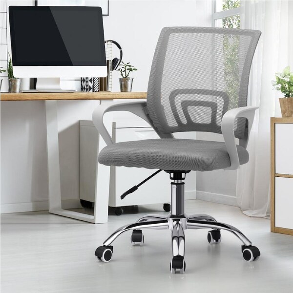 Oikiture Office Chair Computer Chairs Gaming Mesh Backrest Foam Seat Black Grey White
