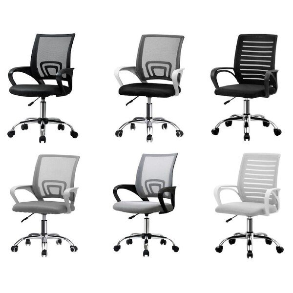 Oikiture Office Chair Computer Chairs Gaming Mesh Backrest Foam Seat Black Grey Black