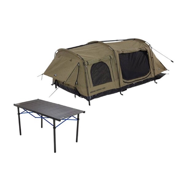 Kings Plus Grand Tourer Double Swag 2 Yr Wrnty+ Roll Up Camping Table - Large