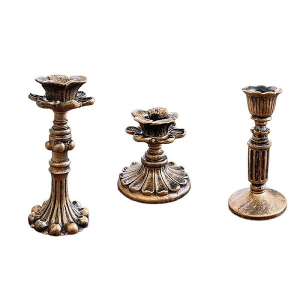 Set of 3 Resin Candle Holders ? Elegant Glow with Timeless Style