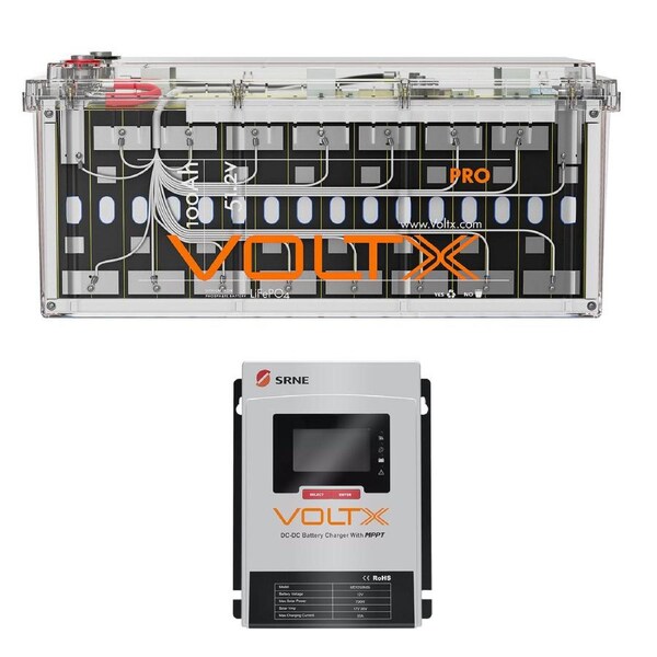 VoltX 48V 100Ah Lithium Battery + 50A DC Charger Kit - 5120Wh Off-Grid Power System