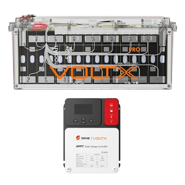 VoltX 48V 100Ah Lithium Battery 5120Wh + 12V 60A MPPT Solar Charge Controller - Home Backup