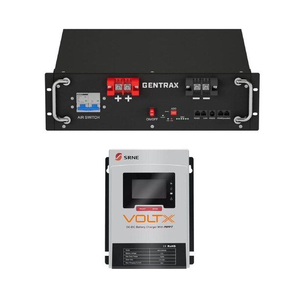 GENTRAX 48V 100Ah Battery Module 5120Wh + 12V 50A DC to DC Charger