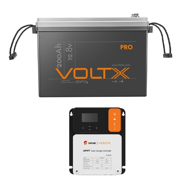 VoltX 12V 200Ah Lithium Battery 2560Wh + 12V 30A MPPT Solar Charge Controller