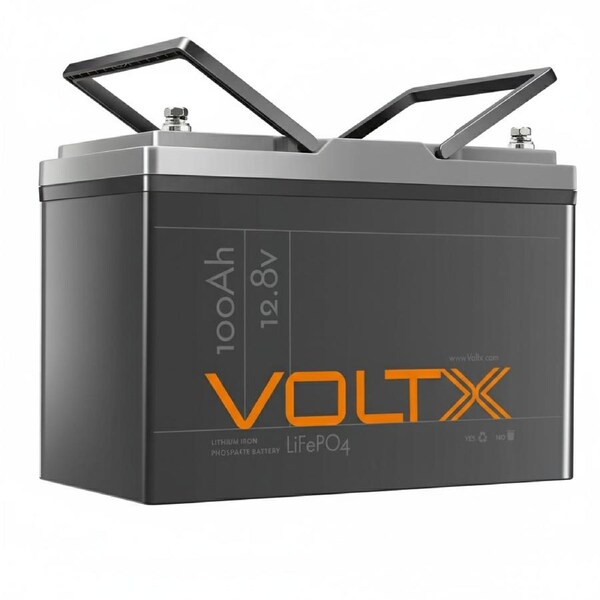 VoltX 12V 100Ah LiFePO4 Lithium Battery 1280Wh — 4000+ Cycles, 100A BMS, Lightweight 10.8kg Deep Cycle for RV, Solar, Marine & Camping, 3-Year Warranty