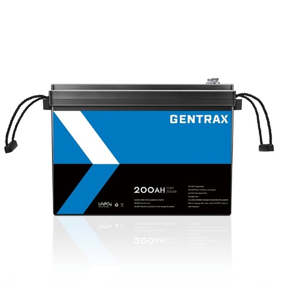 GENTRAX 12V 200Ah LiFePO4 Lithium Battery 2560Wh — 3000+ Cycles, 100A BMS, Lightweight RV & Marine Deep Cycle Power, 3-Year Warranty