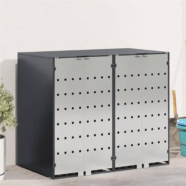 Wheelie Bin Storage for 3 Bins Anthracite 340 x 77.5 x 115.5 cm vidaXL