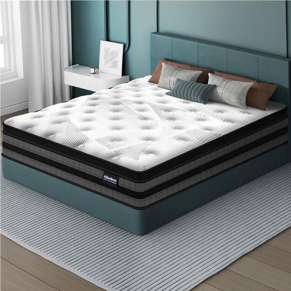 ALFORDSON Mattress King Euro Top Bonnell Spring Memory Foam 22cm Medium Firm