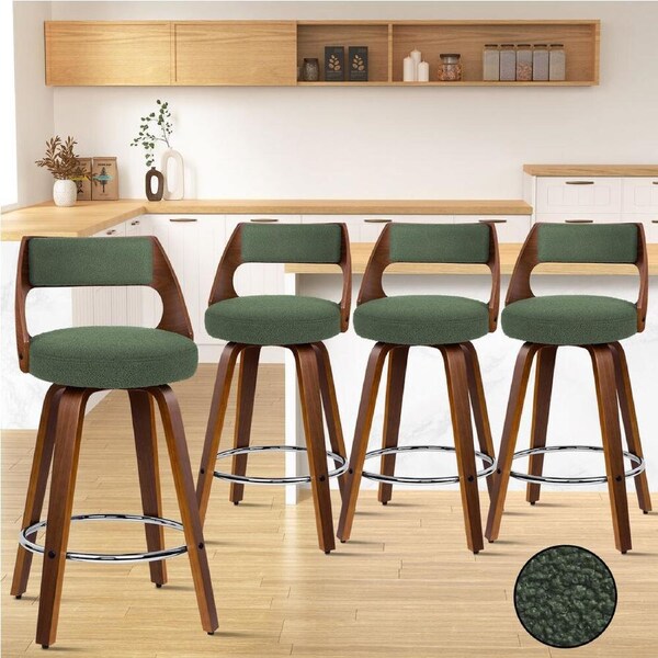 4x ALFORDSON Bar Stools Dining Chair Boucle Green